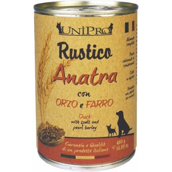 Unipro Rustico Nourriture humide à l'agneau, à l'orge et à l'épeautre pour chiens, pot de 400 g
