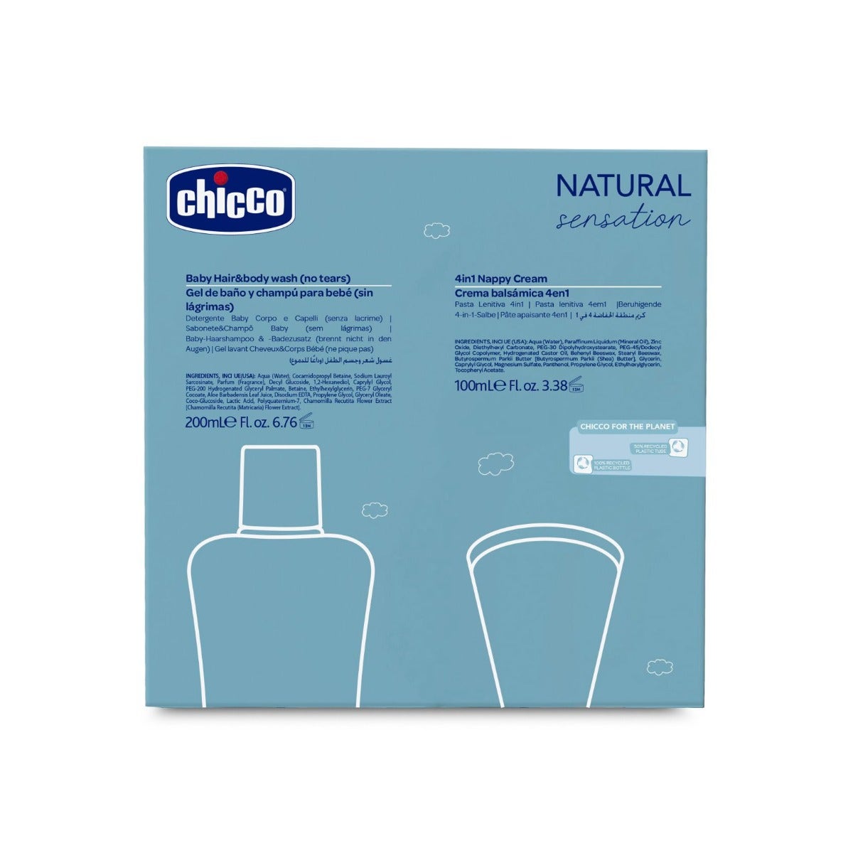 Chicco Natural Sensation Kit Nettoyant Corps & Cheveux 200 ml + Pâte Apaisante 4 en 1 100 ml