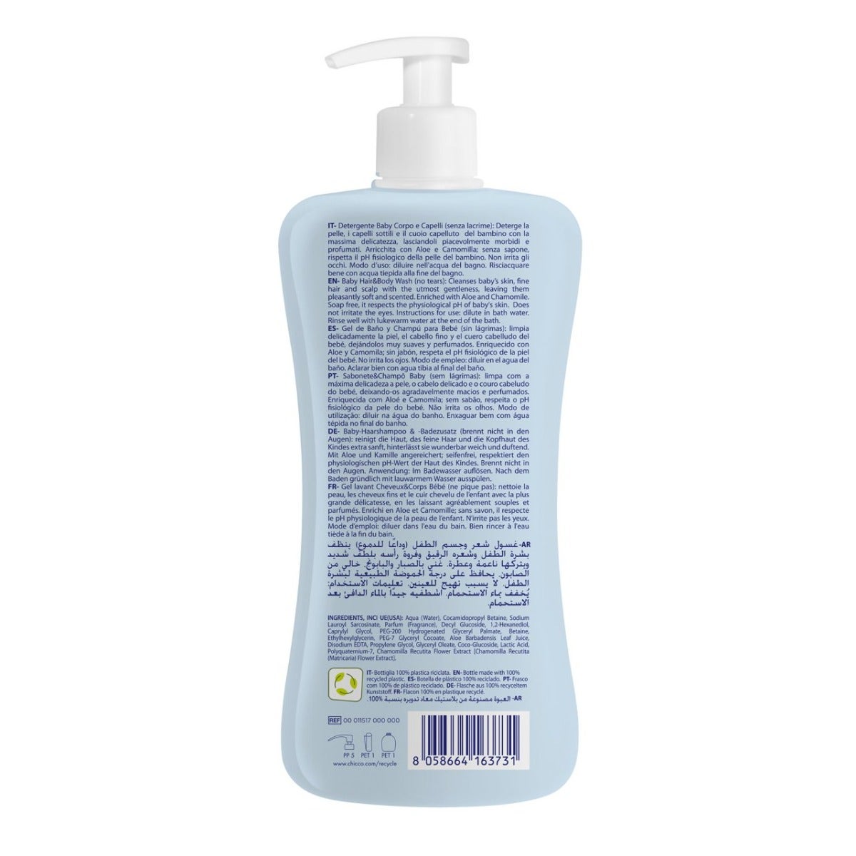 Chicco Natural Sensation Baby Nettoyant Corps et Cheveux 500 ml 0 mois+