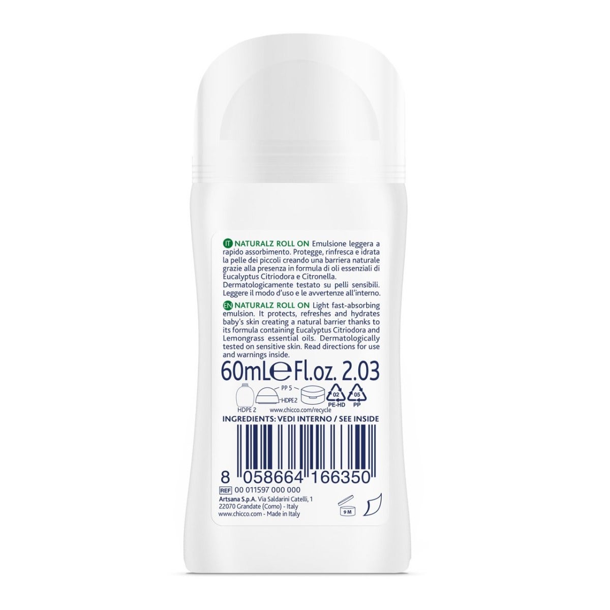 Chicco Roll-On Naturalz Anti-moustiques Protecteur & Rafraîchissant 60 ml 2 ans+