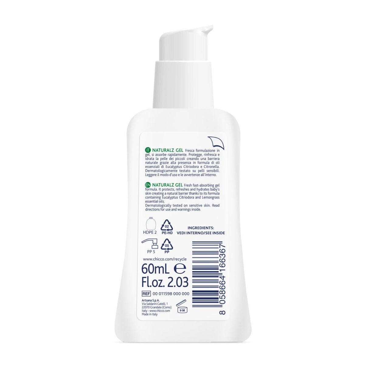 Chicco Gel Naturalz Anti-moustiques Protecteur & Rafraîchissant 60 ml 2 ans+