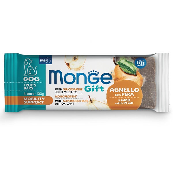 Monge Fruits Bars Mobility Support Barre pour chiens adultes Agneau à la poire 100 g