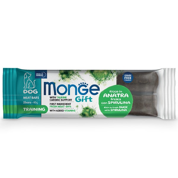 Monge Meat Bars Training Barrette pour chiens adultes au canard frais et à la spiruline 40 g