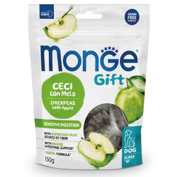 Monge Snack Sensitive Digestion pour chiens adultes, pois chiches et pomme 150 g