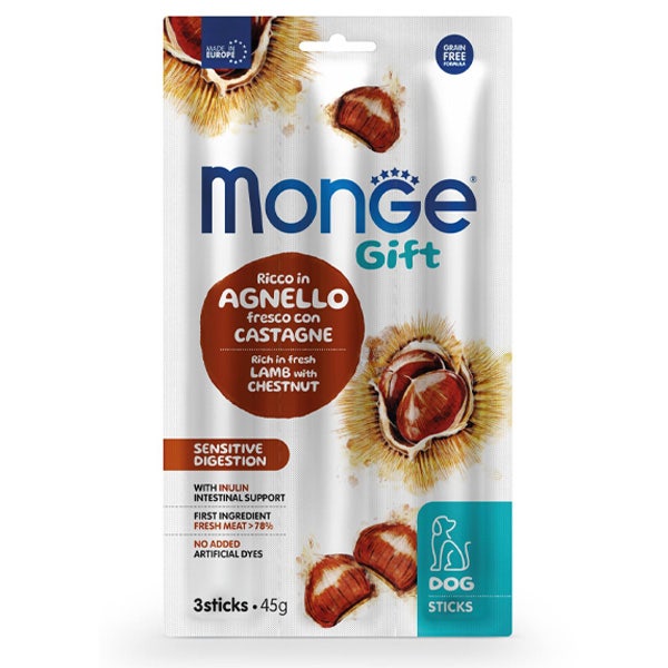 Monge Sticks Sensitive Digestion pour chiens adultes, agneau frais aux châtaignes, 45 g