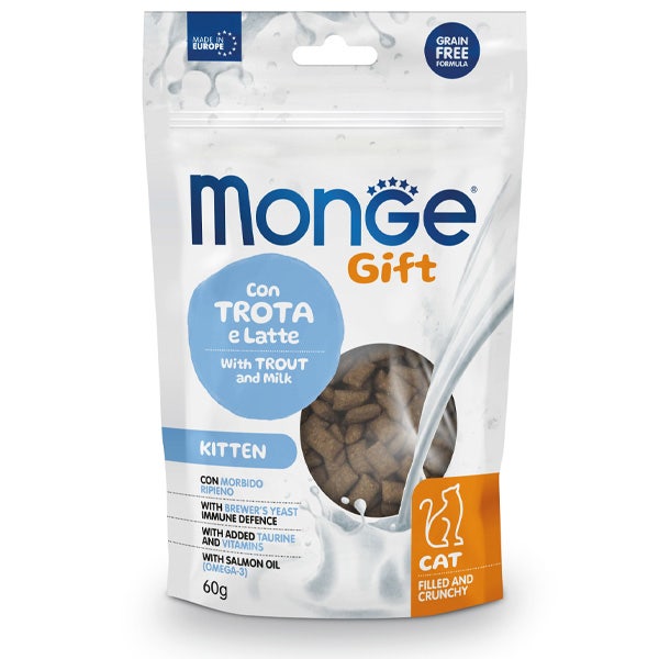 Monge Filled And Crunchy Snack pour chatons Truite et lait 60 g