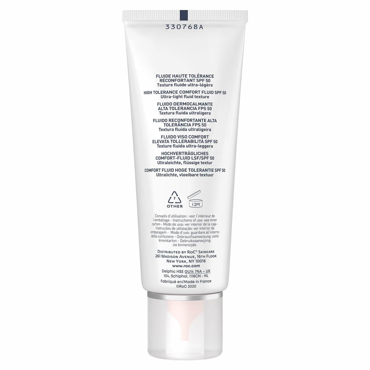 Roc Soin Solaire Visage Fluide Haute Tolérance SPF50 50 ml