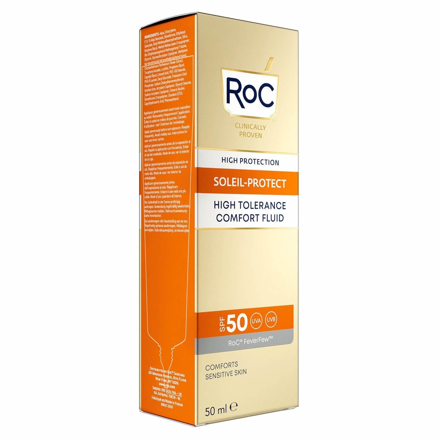 Roc Soin Solaire Visage Fluide Haute Tolérance SPF50 50 ml