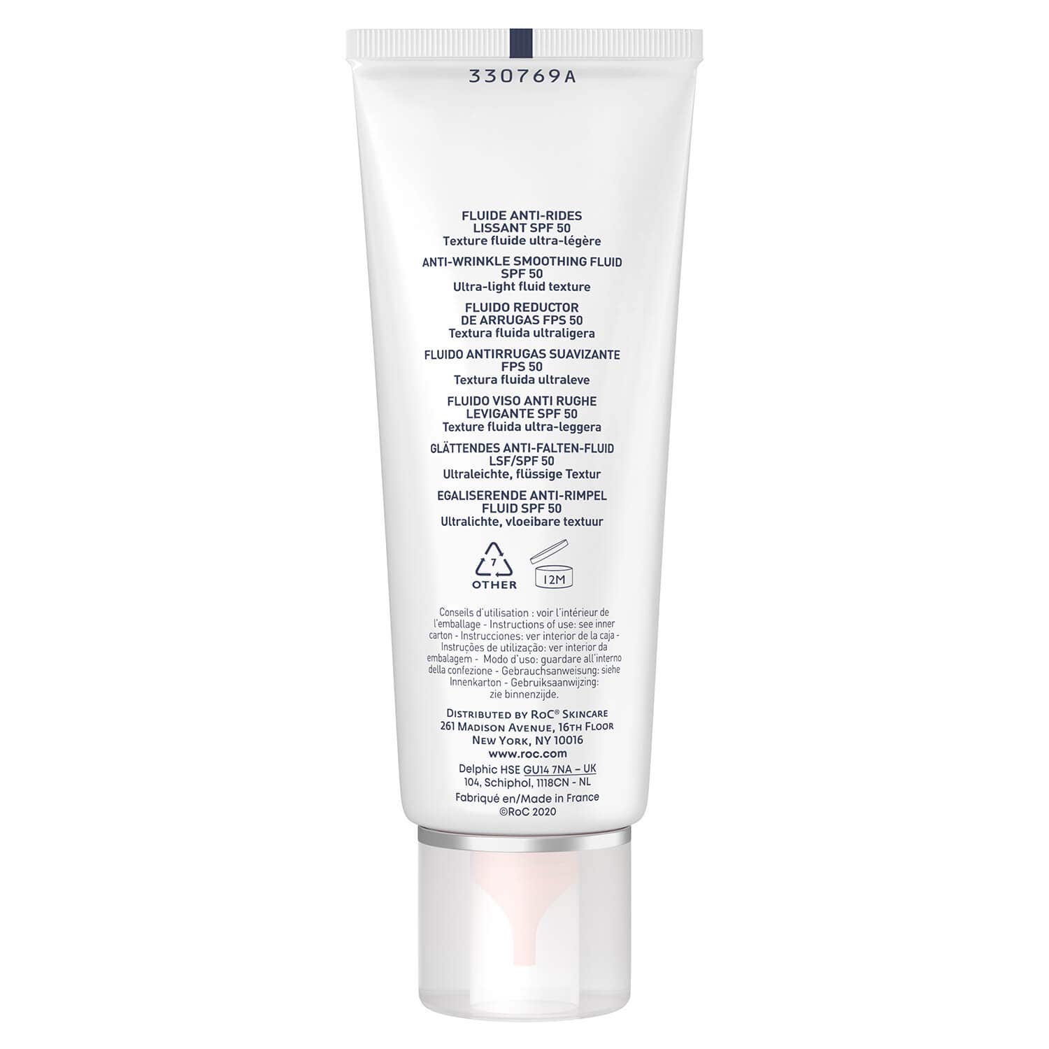 Roc Fluide solaire visage anti-rides lissant SPF50+ 50 ml