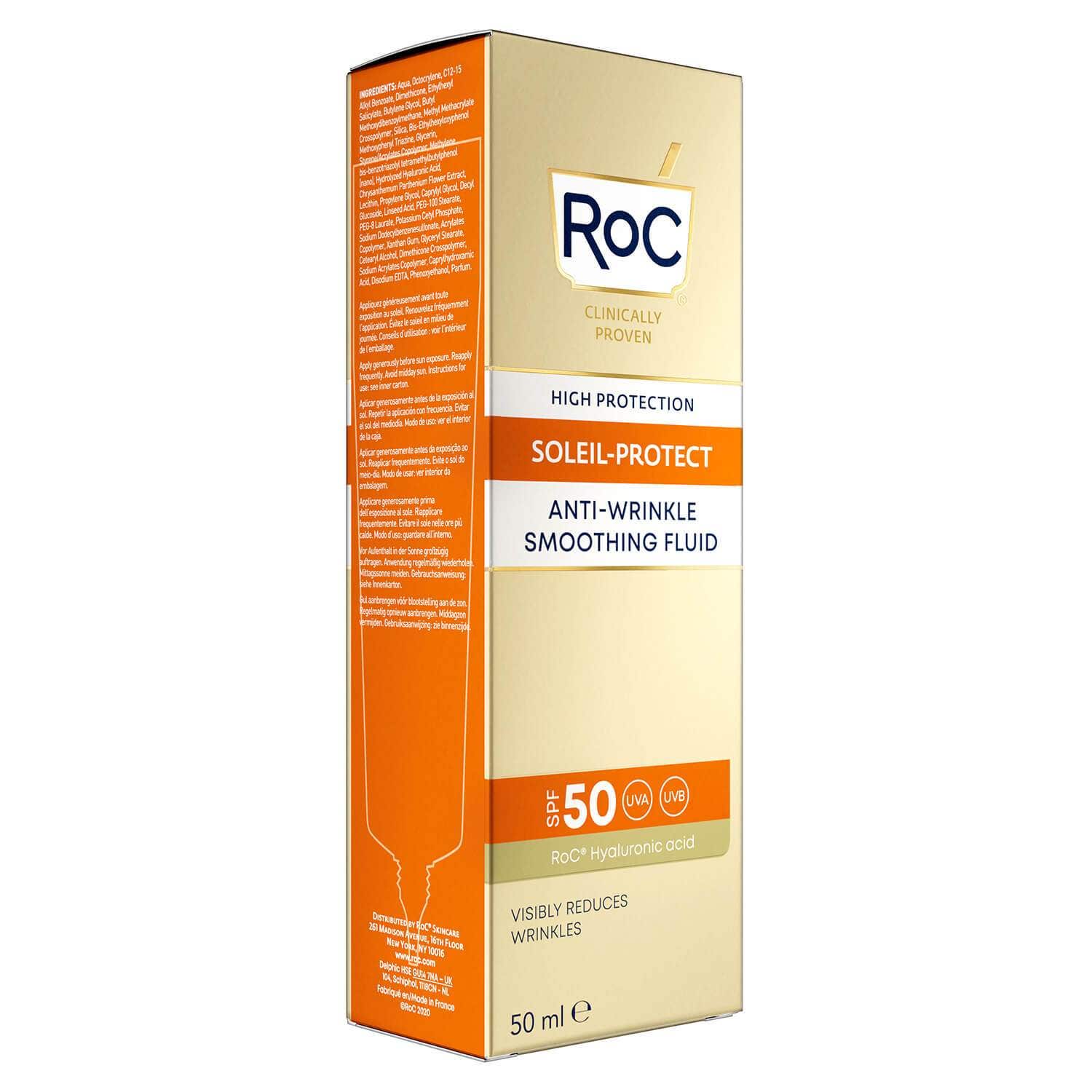 Roc Fluide solaire visage anti-rides lissant SPF50+ 50 ml