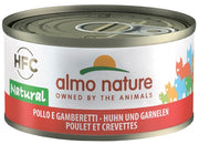 Almo Nature HFC Natural Nourriture humide au poulet et aux crevettes pour chats adultes, boîte de 70 g