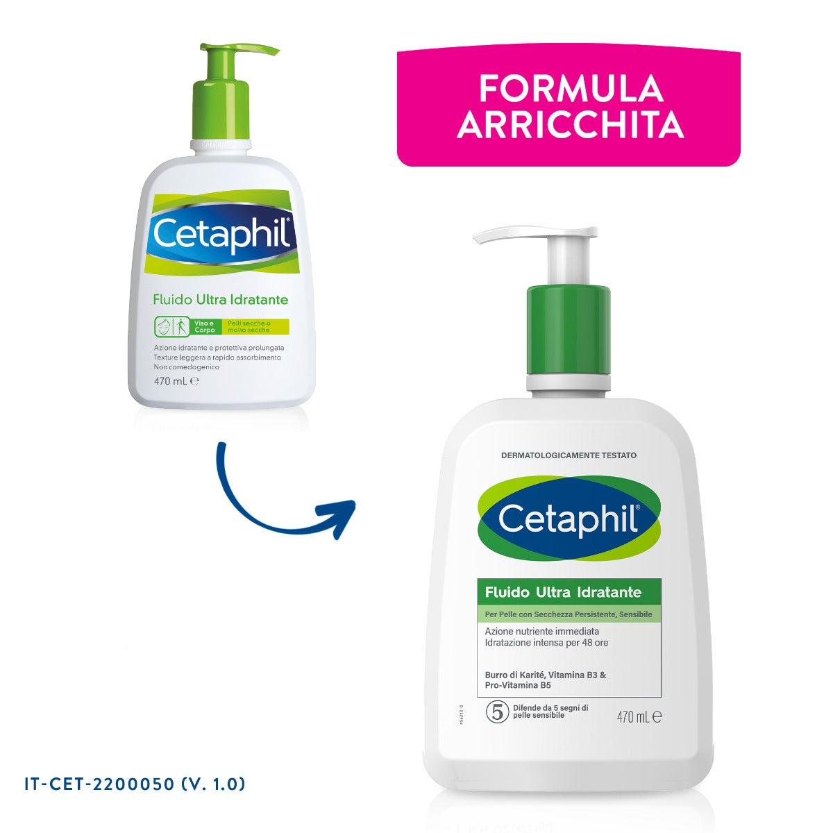 Cetaphil Fluide ultra-hydratant pour peaux sèches, visage et corps 470 ml