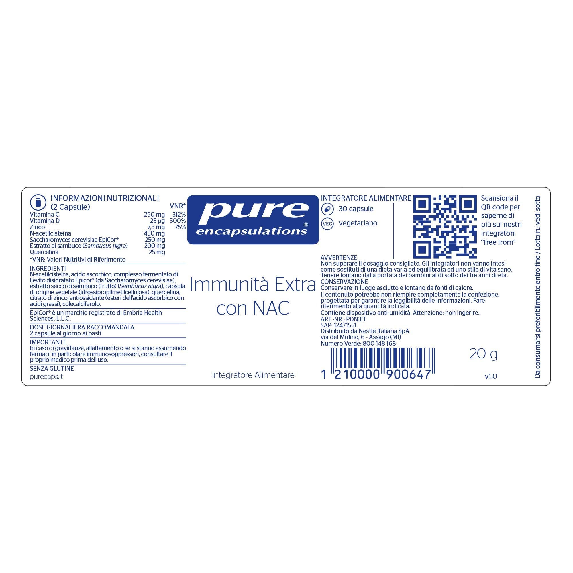 Pure Encapsulations Immunità Extra Con Nac 30 Capsule