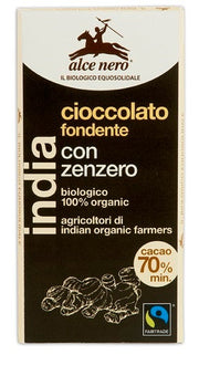 Alce Nero Cioccolato Extra Fondente 70% Con Zenzero Biologico 50g