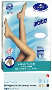 Sauber Autoreggente Open Toe Maglia Microrete 70 Denari Colore Neutro Beige Taglia 4