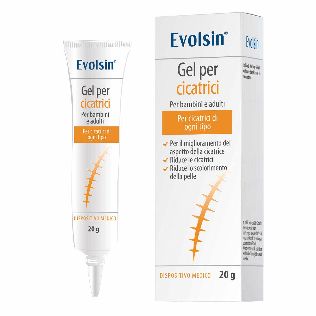 Evolsin Gel au silicone pour cicatrices pour enfants et adultes 20 g