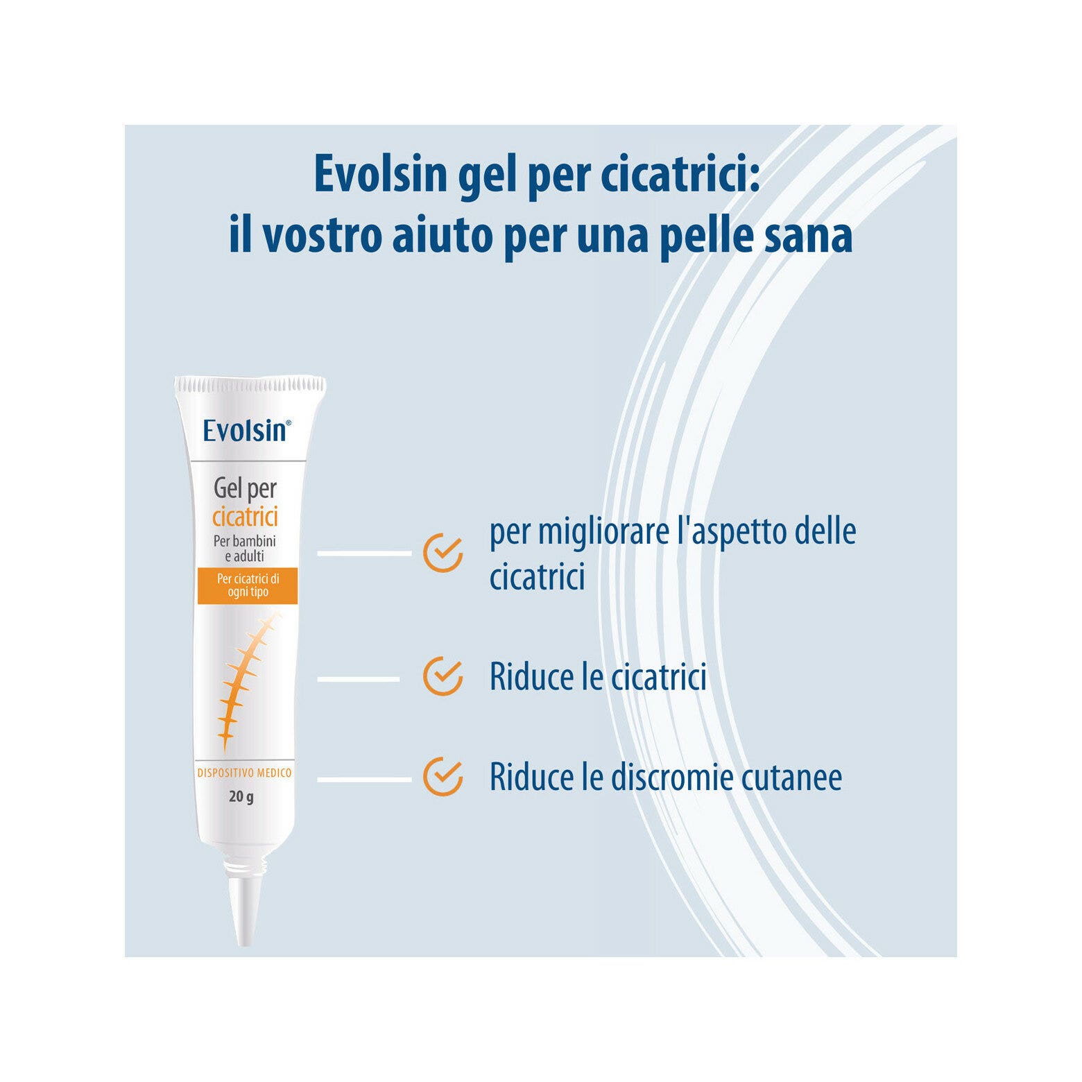 Evolsin Gel au silicone pour cicatrices pour enfants et adultes 20 g