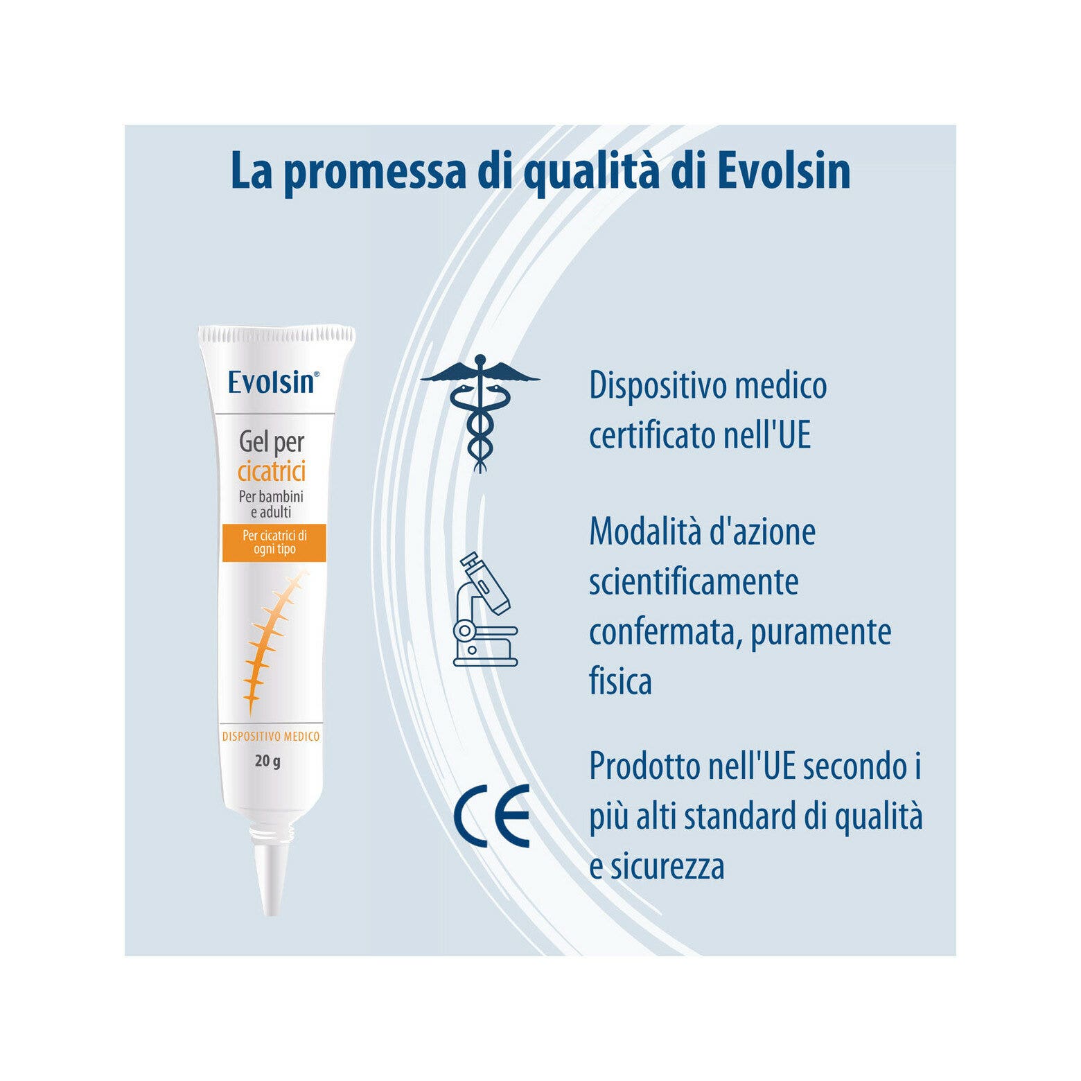 Evolsin Gel au silicone pour cicatrices pour enfants et adultes 20 g