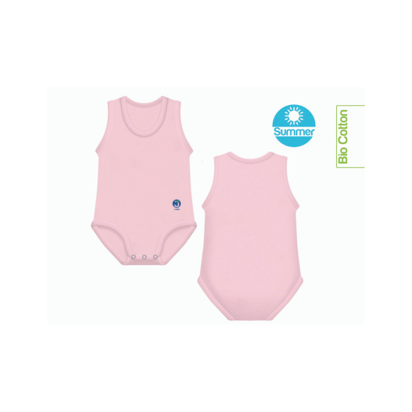 J Bimbi Body pour nouveau-né sans manches en coton bio 0-36 mois rose