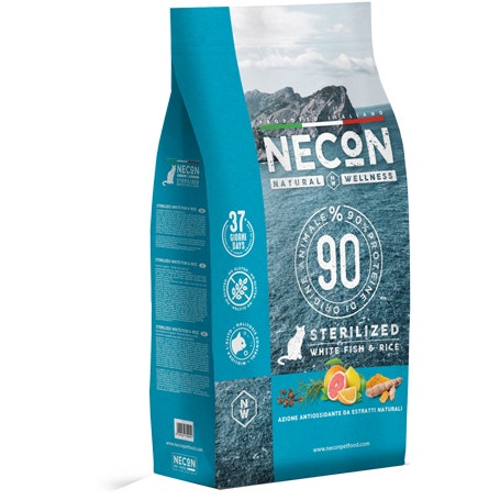 Necon Natural Wellness Poisson blanc/riz pour chats stérilisés, sac de 1,5 kg