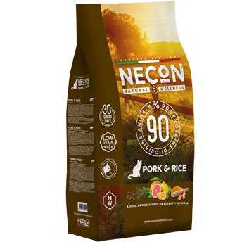 Necon Natural Wellness Adultes Porc/Riz Aliment complet pour chats adultes Sac de 1,5 kg