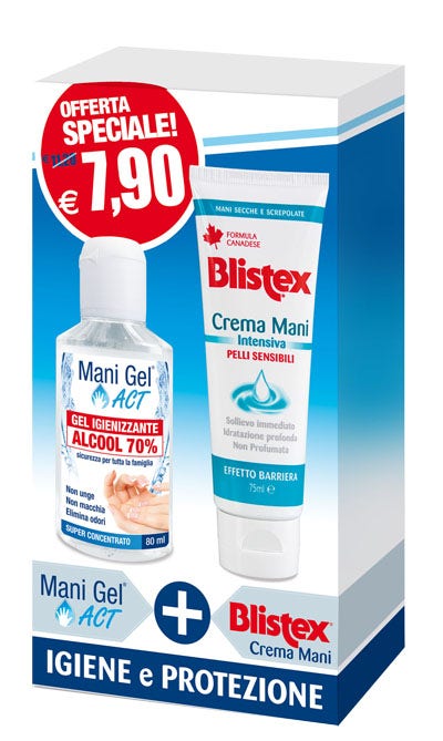 Blistex Crème pour les mains 75 ml + Gel désinfectant pour les mains Act Gel 80 ml