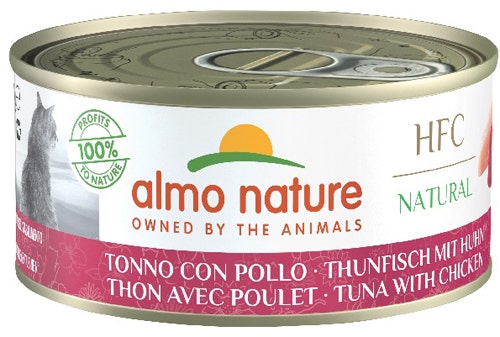 Almo Nature HFC Natural Thon et Poulet, nourriture humide pour chats adultes, boîte de 150 g