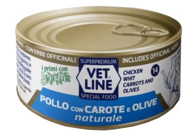 Vet Line pour chat Poulet aux carottes et aux olives au naturel 70 g