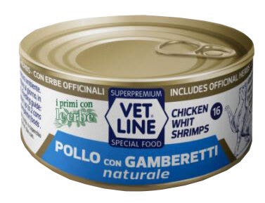 Vet Line pour chat : poulet et crevettes au naturel, 70 g