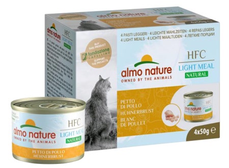 Almo Nature Natural Light Meal Nourriture humide Poitrine de poulet pour chats adultes 4x50g
