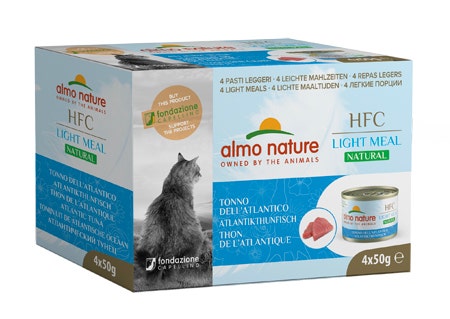 Almo Nature Natural Light Meal Nourriture humide au thon de l'Atlantique pour chats adultes 4 x 50 g