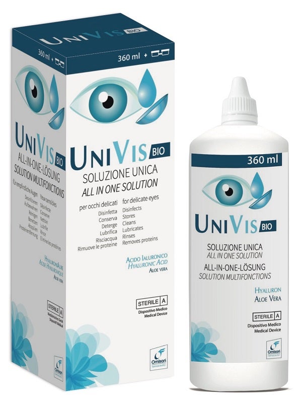 Univis Bio Solution unique pour lentilles de contact souples, yeux sensibles, 360 ml