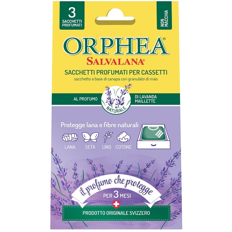 Orphea 3 sachets parfumés pour tiroirs, parfum lavande Mailette