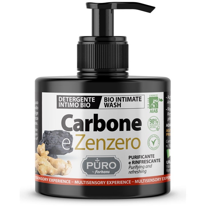 Forhans Puro Nettoyant Intime Purifiant/Rafraîchissant Charbon et Gingembre 250 ml