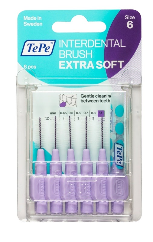 TePe Scovolino Extra Soft Viola Per Pulizia Interdentale Misura ISO 6 Filo 1,1 mm 6 Pezzi