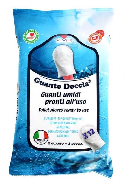 Vivia Gants humides pour la douche sans rinçage 12 pièces