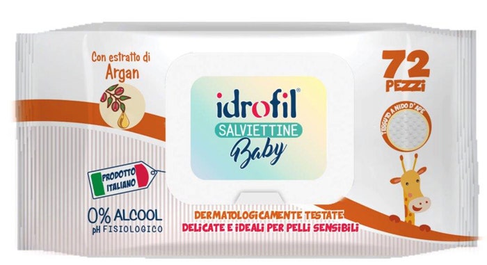 Idrofil Lingettes pour bébés à l'argan 72 pièces