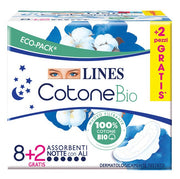 Lines Coton Bio 10 Serviettes de nuit avec ailettes