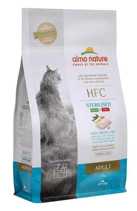 Almo Nature HFC Croquettes au cabillaud pour chats adultes stérilisés, sac de 1,2 g