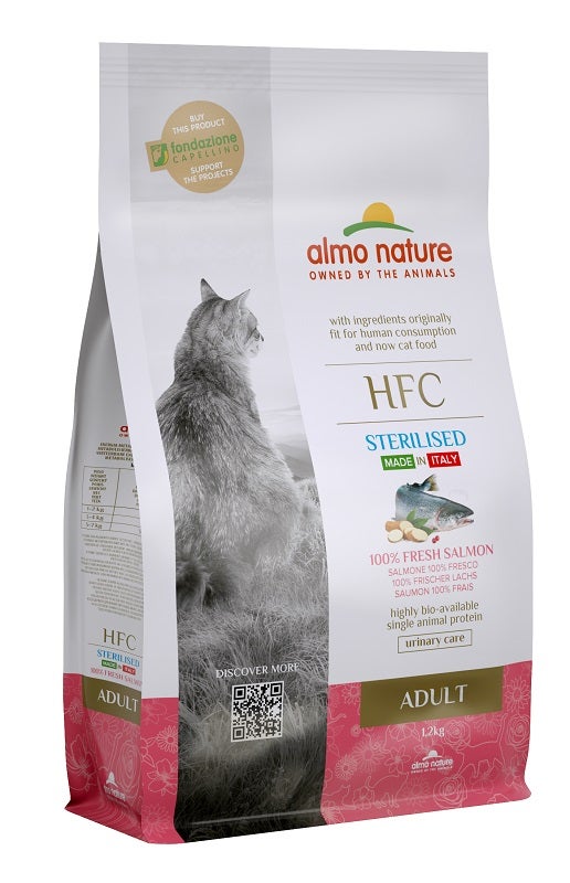 Almo Nature HFC Croquettes au saumon pour chats adultes stérilisés, sac de 1,2 kg