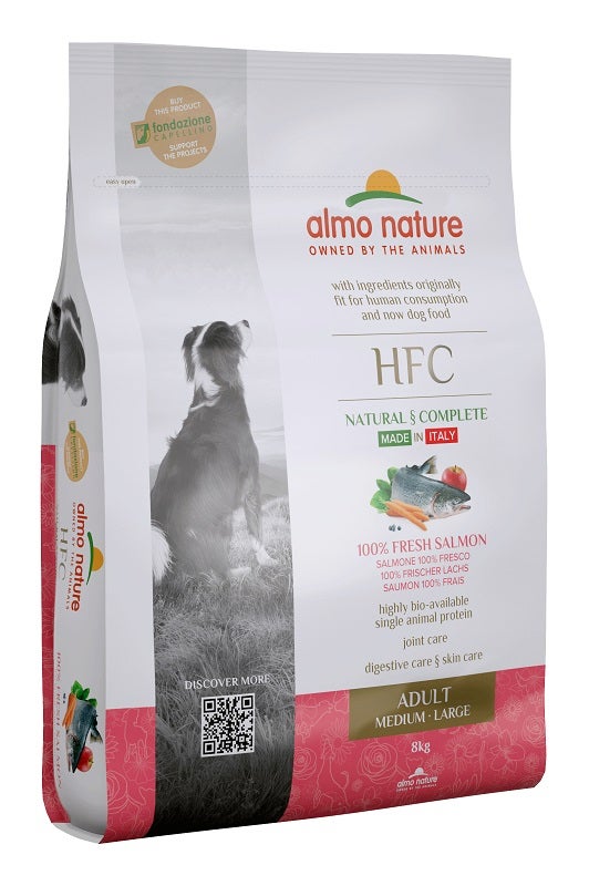 Almo Nature HFC Adult Croquettes au saumon pour chiens adultes de taille moyenne et grande, sac de 8 kg
