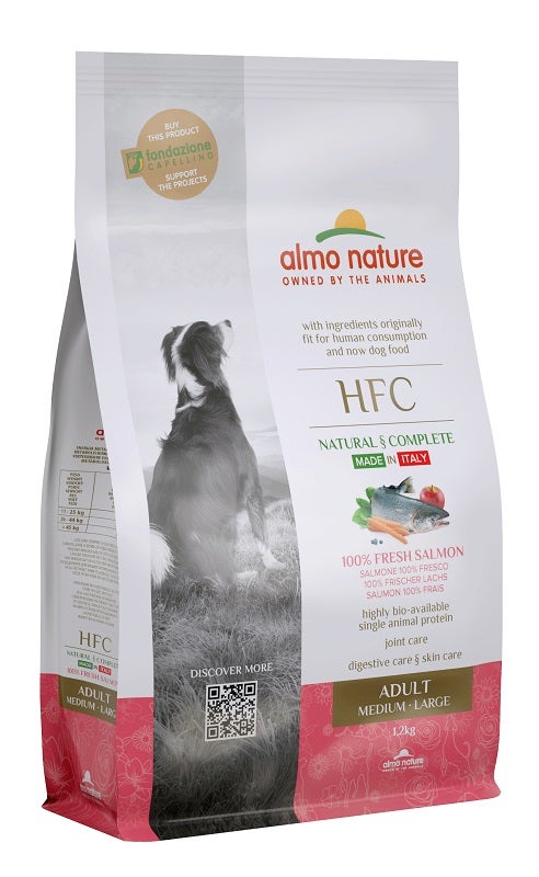 Almo Nature HFC Adult Croquettes au saumon pour chiens adultes de taille moyenne et grande, sac de 1,2 kg