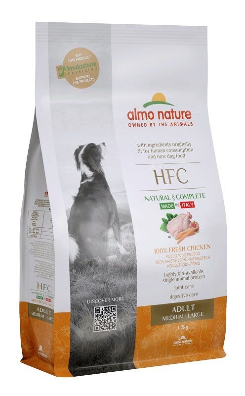 Almo Nature HFC Adult Croquettes au poulet pour chiens adultes de taille moyenne et grande, sac de 1,2 kg