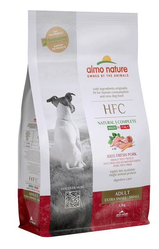 Almo Nature HFC Adult Croquettes au porc pour chiens adultes de taille mini et petite, sac de 1,2 kg