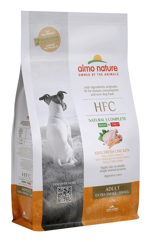 Almo Nature HFC Adult Croquettes au poulet pour chiens adultes de taille mini et petite, sac de 1,2 kg