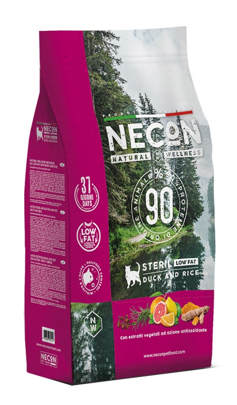 Necon Natural Wellness Steril Low Fat Crocchette Anatra E Riso Per Gatti Sterilizzati Sacco 1,5kg