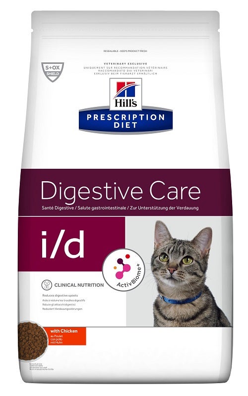 Hill's Prescription Diet I/D Digestive Care Croquettes au poulet pour chats, sac de 400 g