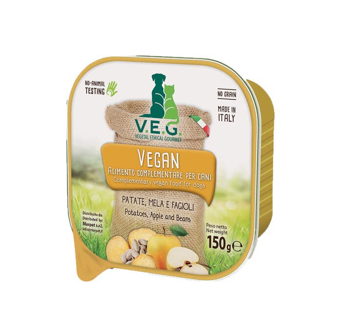 Marpet Vegan Dog Patate/Mela/Fagioli Cibo Umido Per Cani Adulti Vaschetta 150g