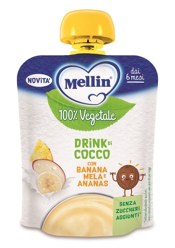 Mellin Drink 100% Vegetale Di Cocco Con Banana Per Bambini 6 Mesi+ 90g