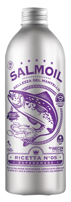 Necon Salmoil Ricetta 5 Bellezza Del Pelo Alimento Complementare Per Cani E Gatti 500ml